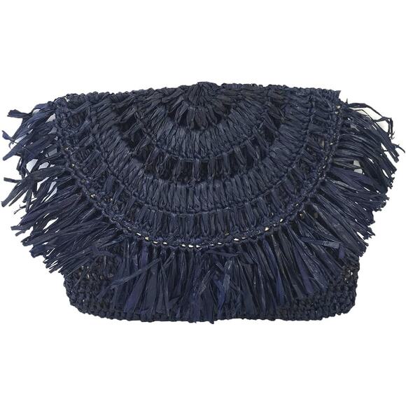 Mar Y Sol Deep Navy Blue Small Straw Clutch, NWT! - Picture 1 of 5